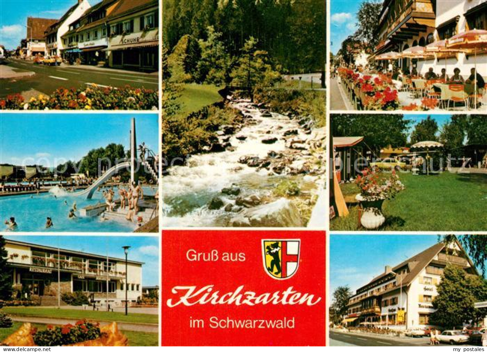 Kirchzarten Strasse Bach Cafeterrasse Schwimmbad Restaurant