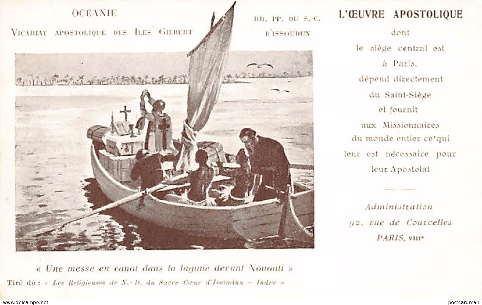 KIRIBATI Gilbert Islands - A mass in a canoe in the lagoon in front of Nonouti - Publ. Reverend Fathers of the Sacred He