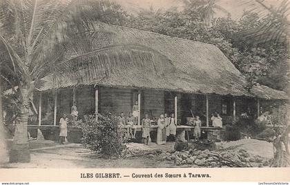 KIRIBATI - Iles Gilbert - Tarawa - Couvent des Sœurs - nonne - aborigènes - maison traditionnelle - animé - CPA