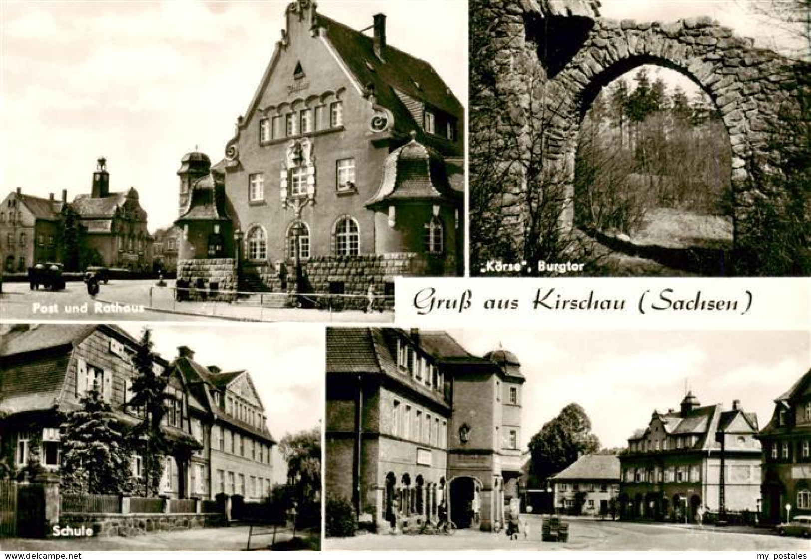 Kirschau Sachsen Post und Rathaus Koerse Burgtor Schule Stadtplatz