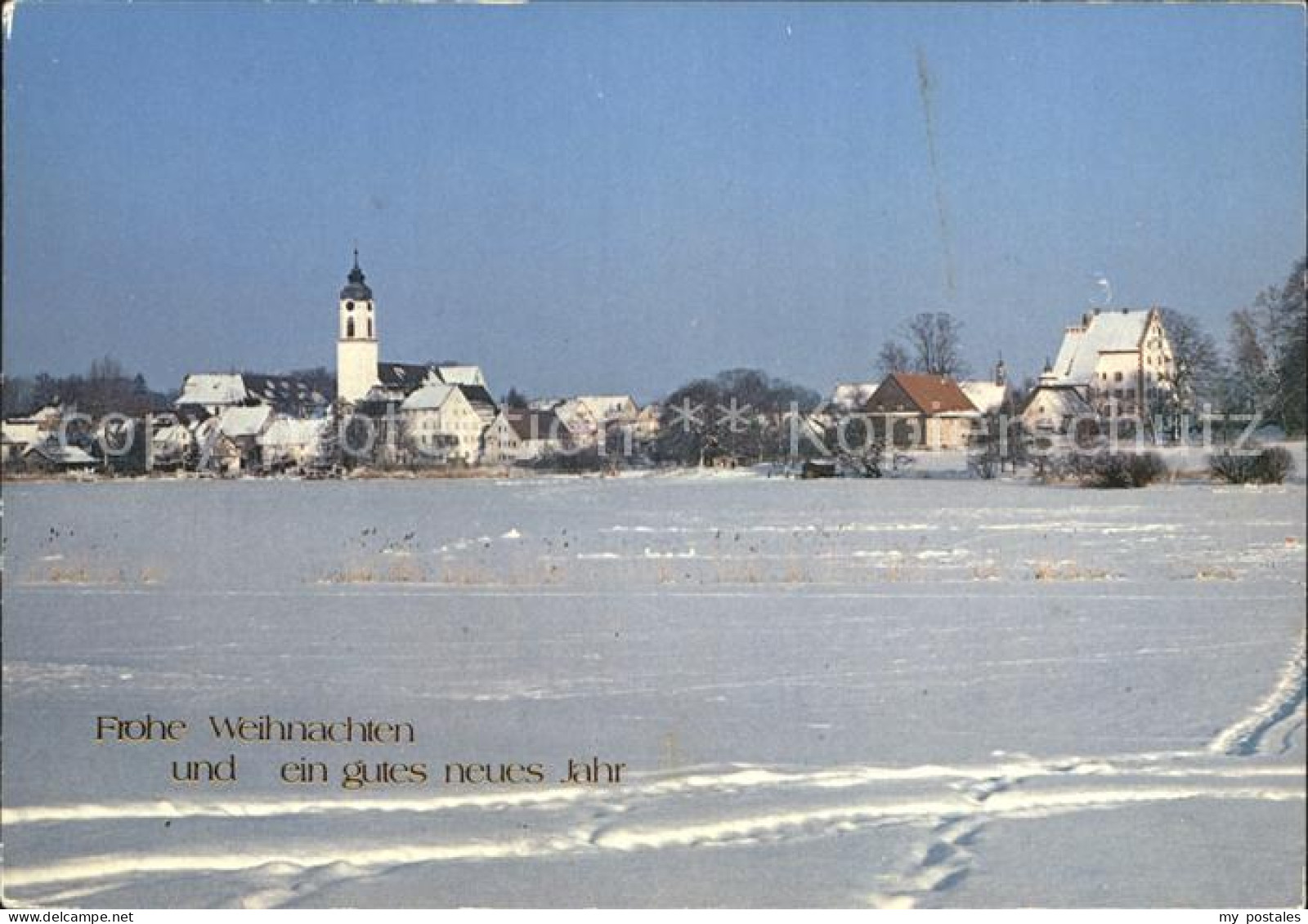 Kisslegg Ortsansicht Winterlandschaft Neujahrsgruesse