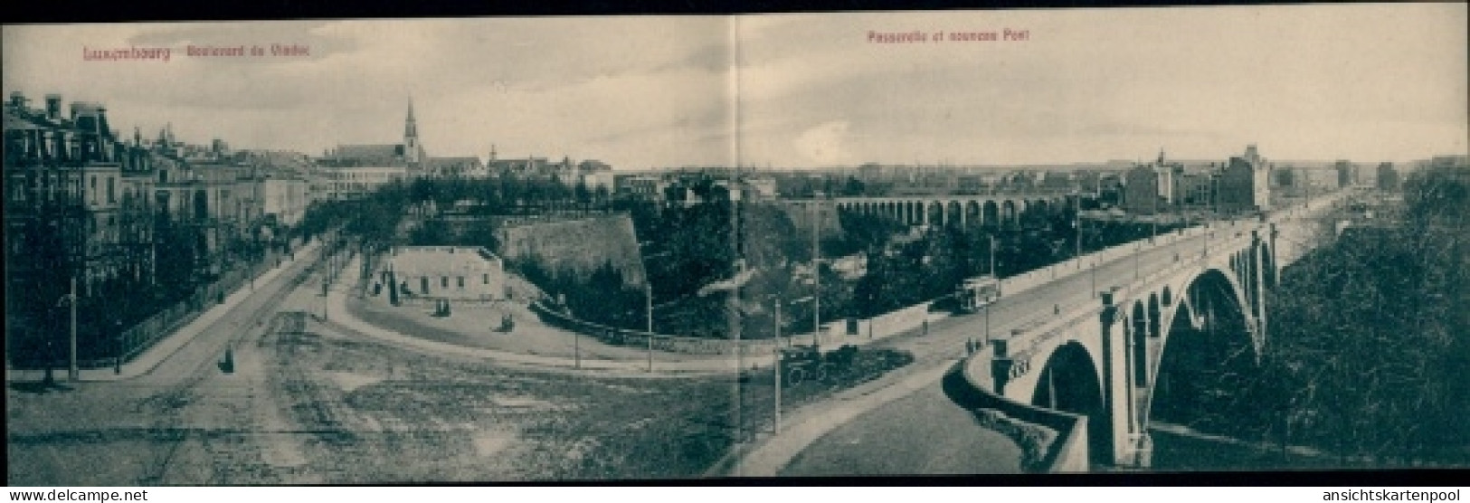 Klapp CPA Luxemburg Stadt, Boulevard du Viaduc, Neue Brücke, Straßenbahn