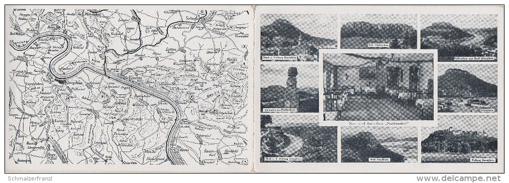 Klappkarte AK Königstein Hotel Gaststätte Sachsenhof mit Fleischerei Sächsische Schweiz bei Bad Schandau Rathen Pirna