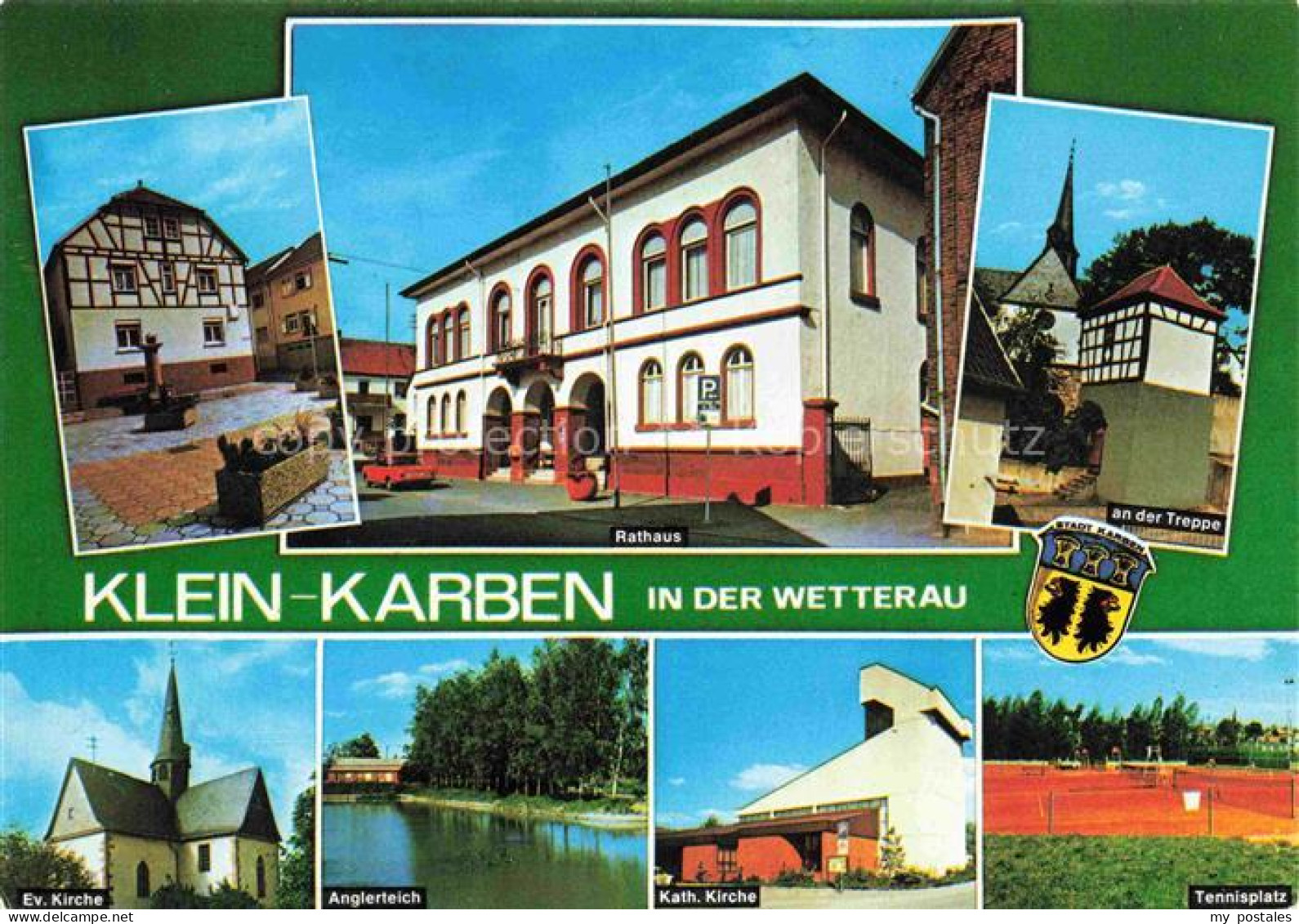 Klein-Karben Wetteraukreis Hessen Rathaus Ortsmotive Kirche Anglerteich Tennispl