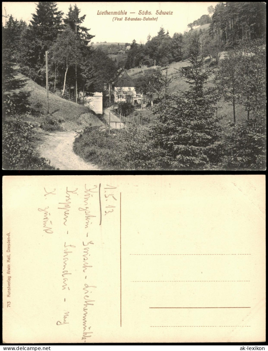Kleinhennersdorf Gohrisch  Liethenmühle in der Sächsischen Schweiz 1910