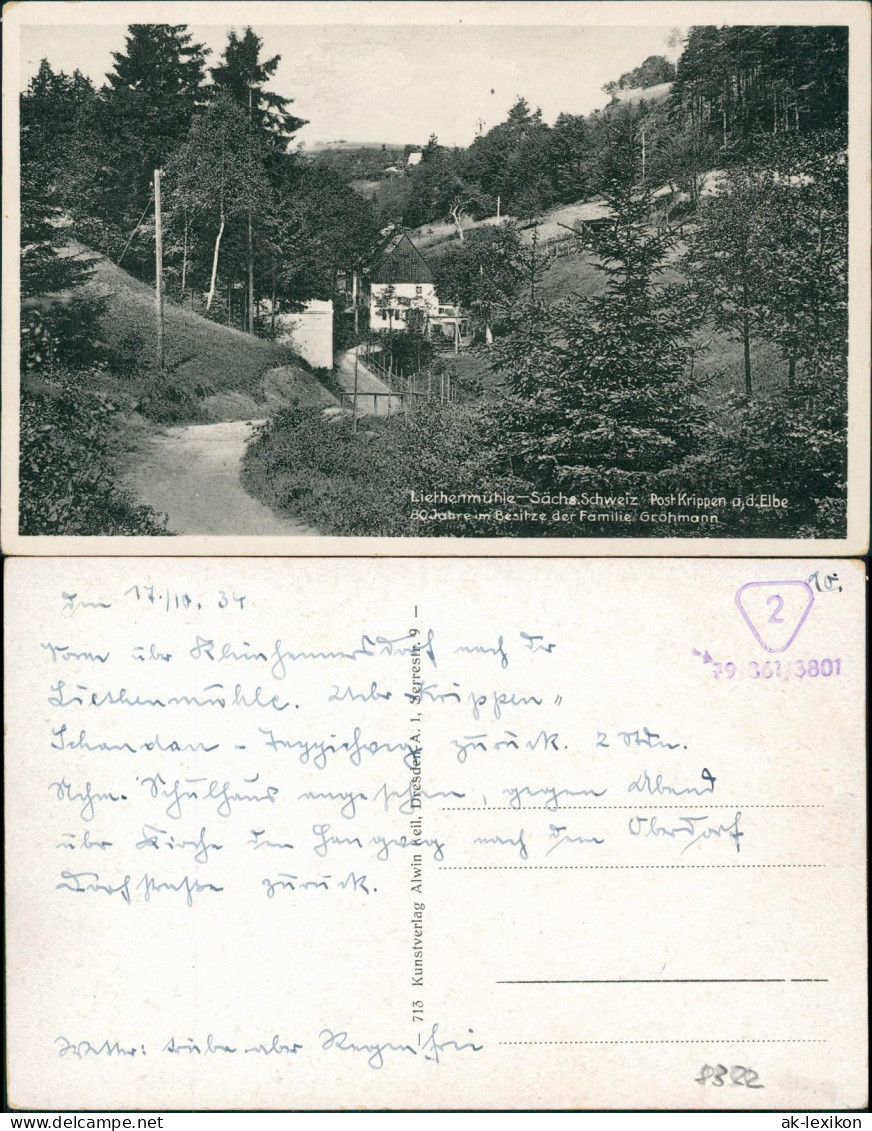 Kleinhennersdorf-Gohrisch (Sächs. Schweiz) Liethenmühle Jubiläumskarte   1934