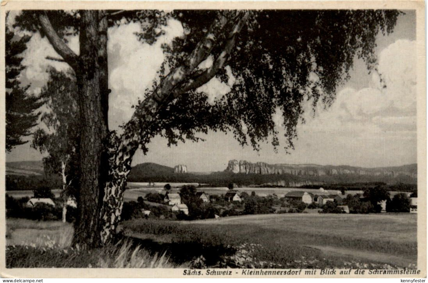 Kleinhennersdorf mit Blick auf die Schrammsteine, Sächs. Schweiz