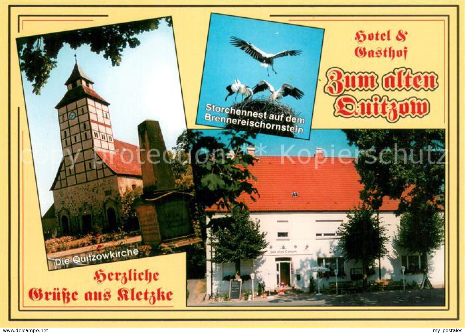 Kletzke Hotel Gasthof Zum alten Quitzow Kirche Storchennest