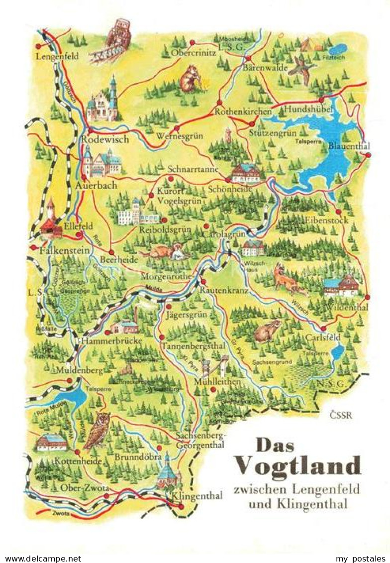 Klingenthal Vogtland Sachsen Landkarte Vogtland Auerbach Falkenstein Eibenstock