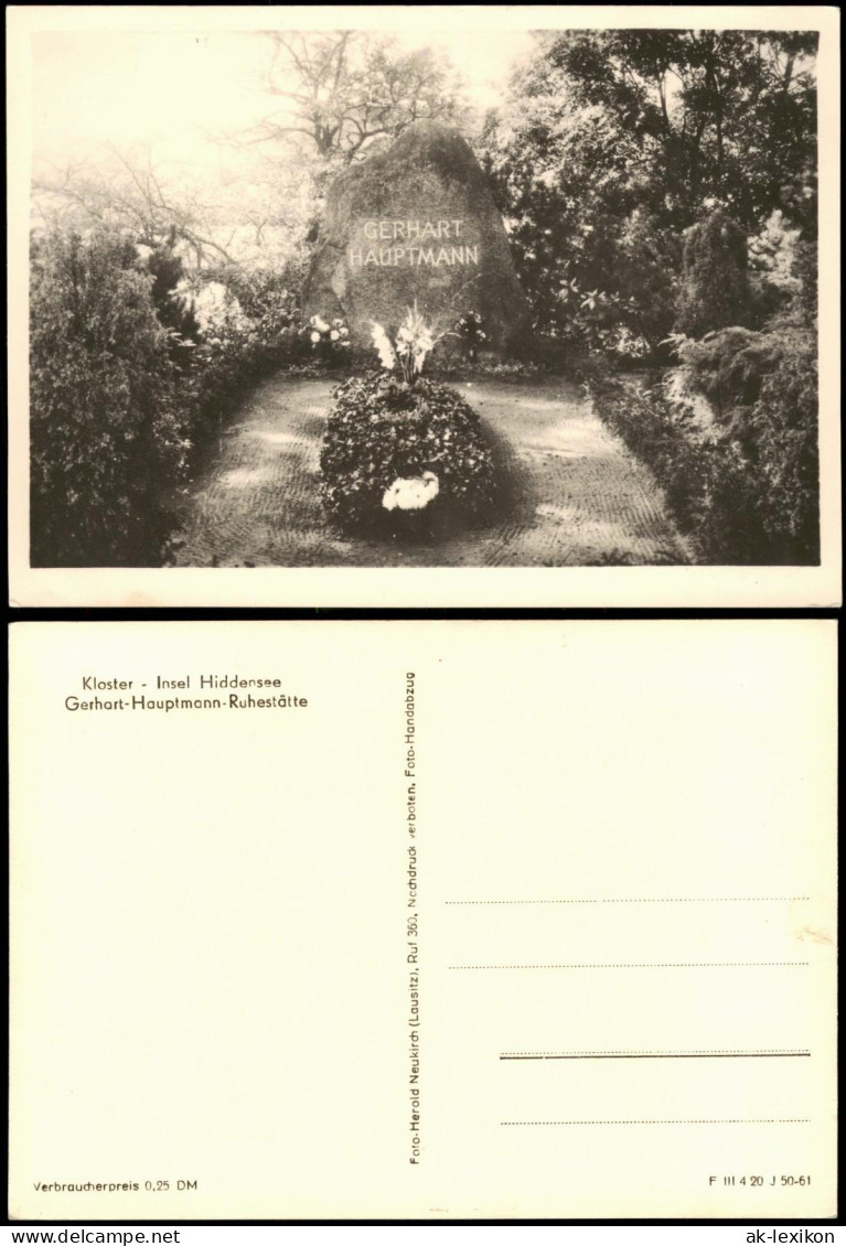 Kloster-Hiddensee  Hiddensöe Insel Hiddensee Gerhart-Hauptmann-Ruhestätte 1961