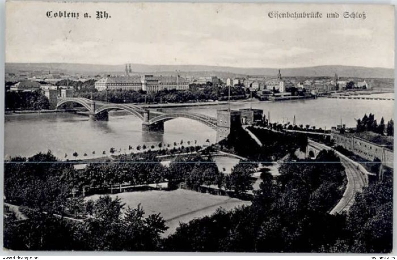 Koblenz Rhein Koblenz Eisenbahnbruecke Schloss