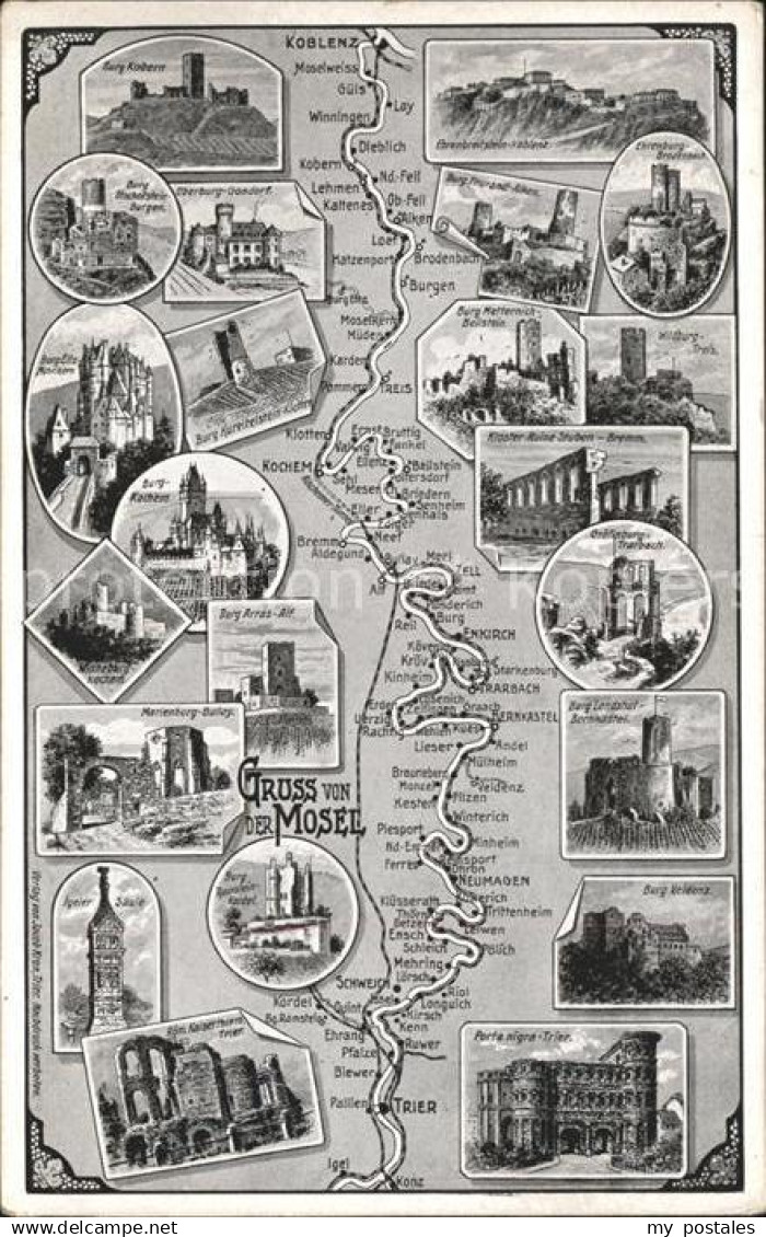 Koblenz Rhein Landkarte Mosel vom Koblenz nach Trier