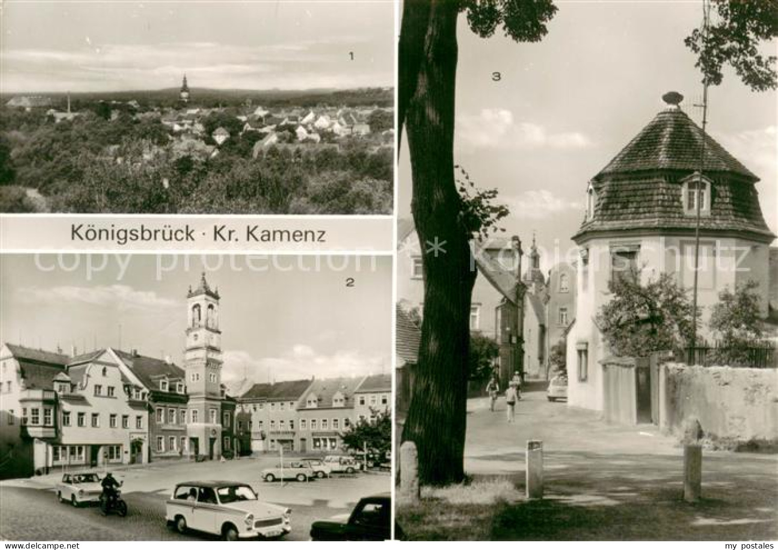 Koenigsbrueck Ortsuebersicht Rathaus Karl Marx Platz Wohnhaus Pavillon Denkmalsc