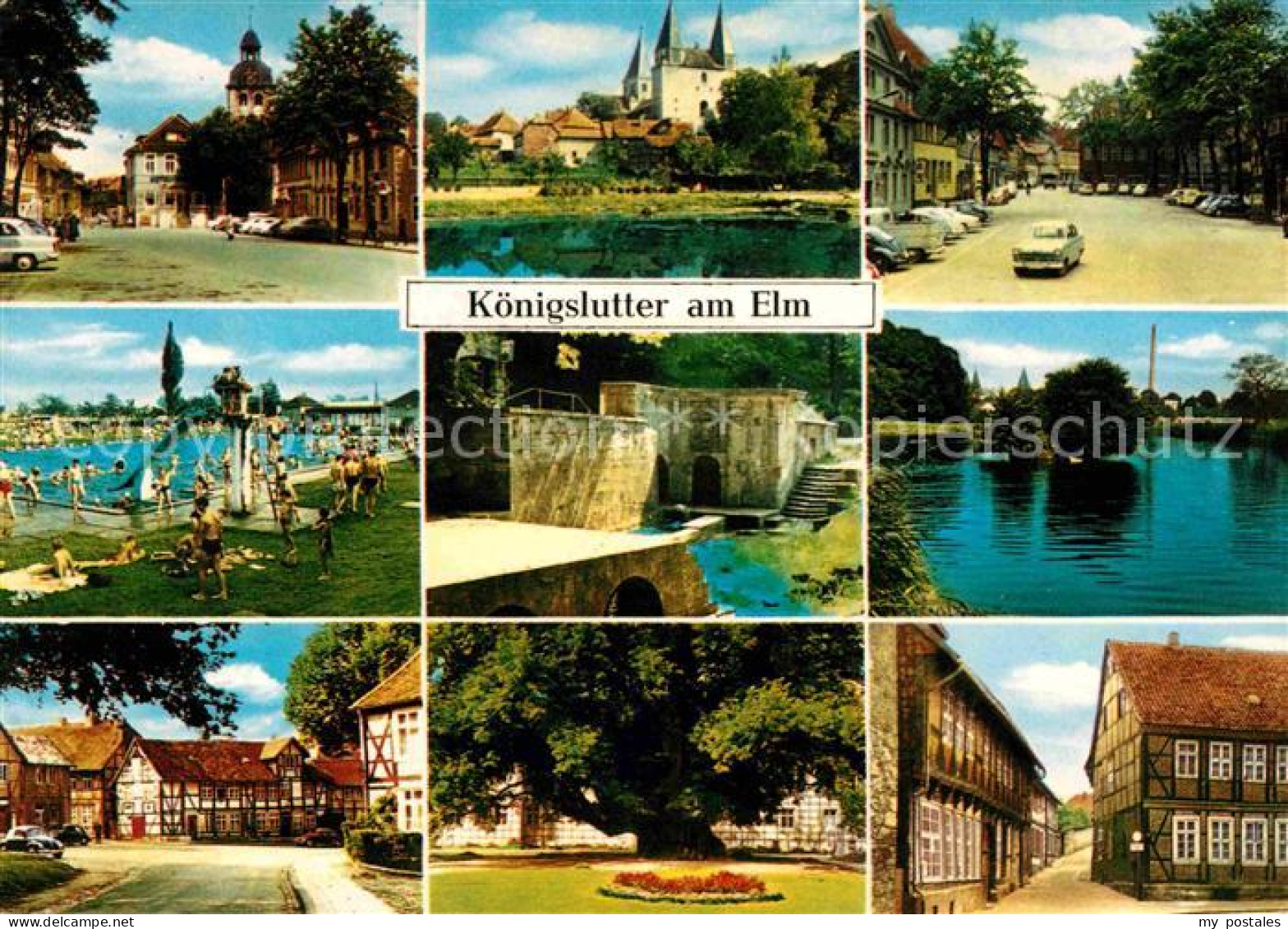 Koenigslutter Elm Teilansichten Schwimmbad Fachwerkhaeuser Kirche Schloss