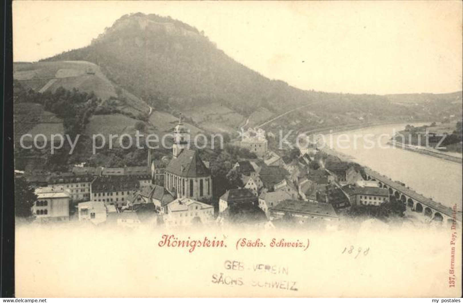 Koenigstein Saechsische Schweiz Blick auf Koenigstein