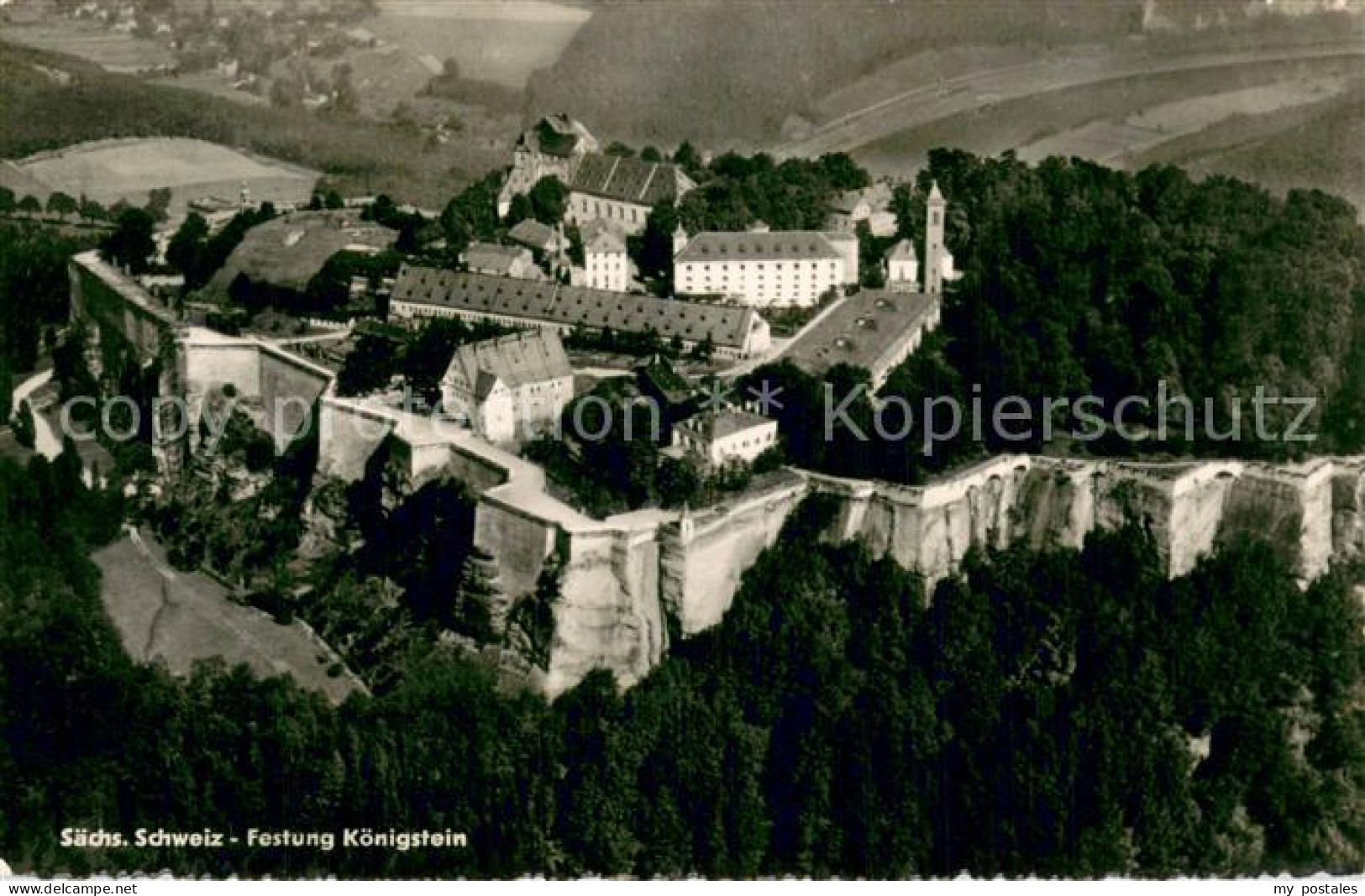 Koenigstein Saechsische Schweiz Fliegeraufnahme Festung Koenigstein