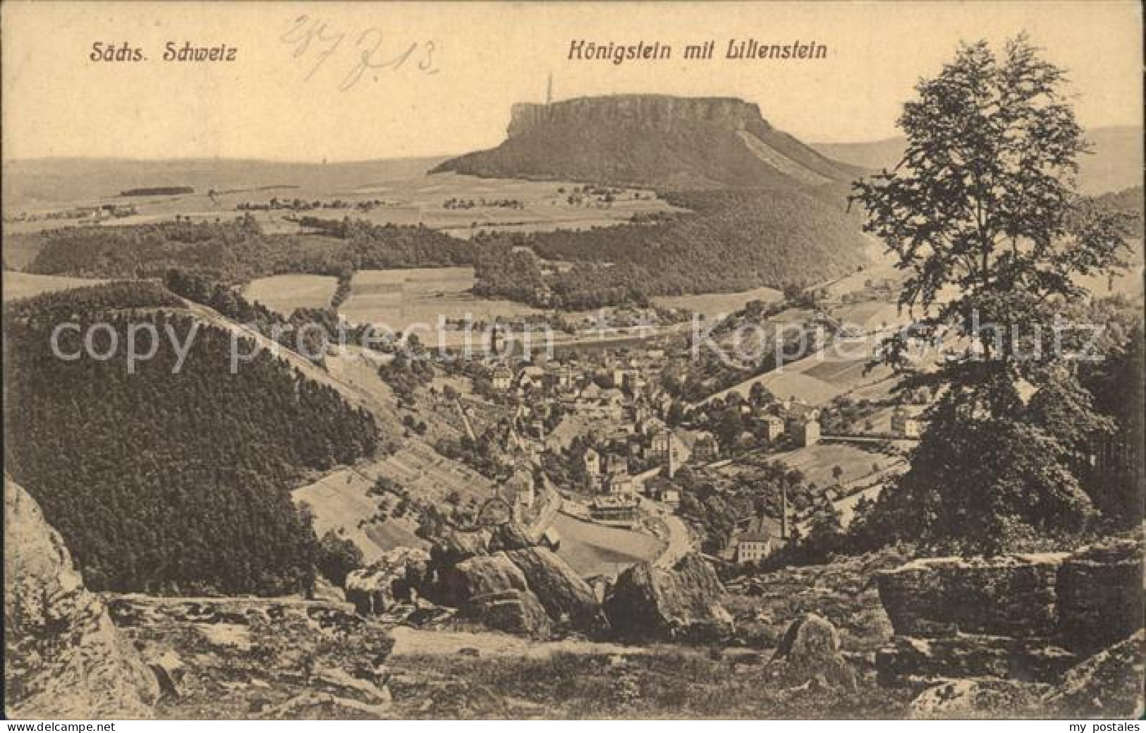 Koenigstein Saechsische Schweiz Koenigstein mit Lilienstein