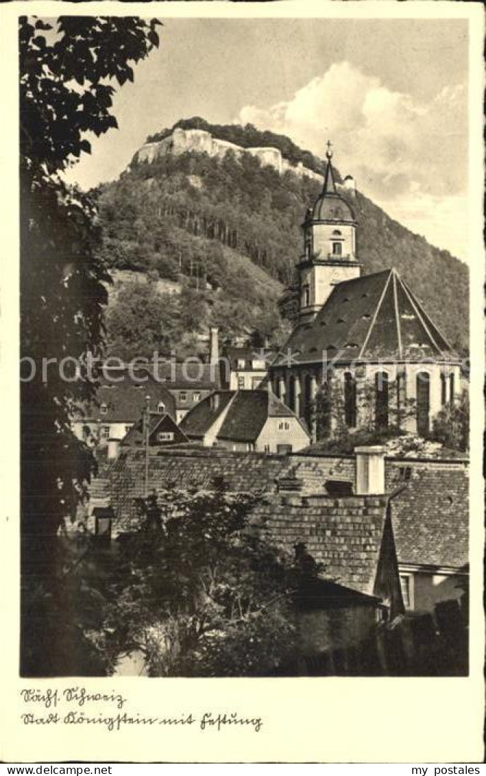 Koenigstein Saechsische Schweiz mit Festung Koenigstein