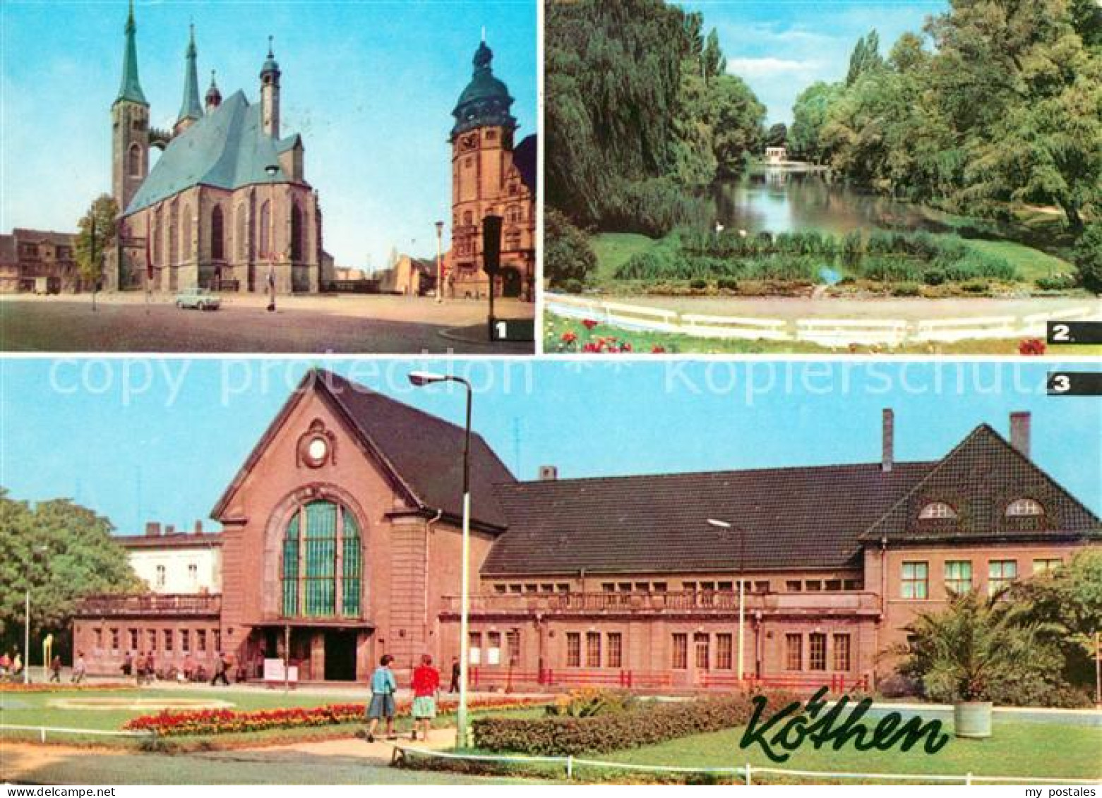 Koethen Anhalt Marktplatz St Jakobskirche Rathaus Hubertusteich Bahnhof