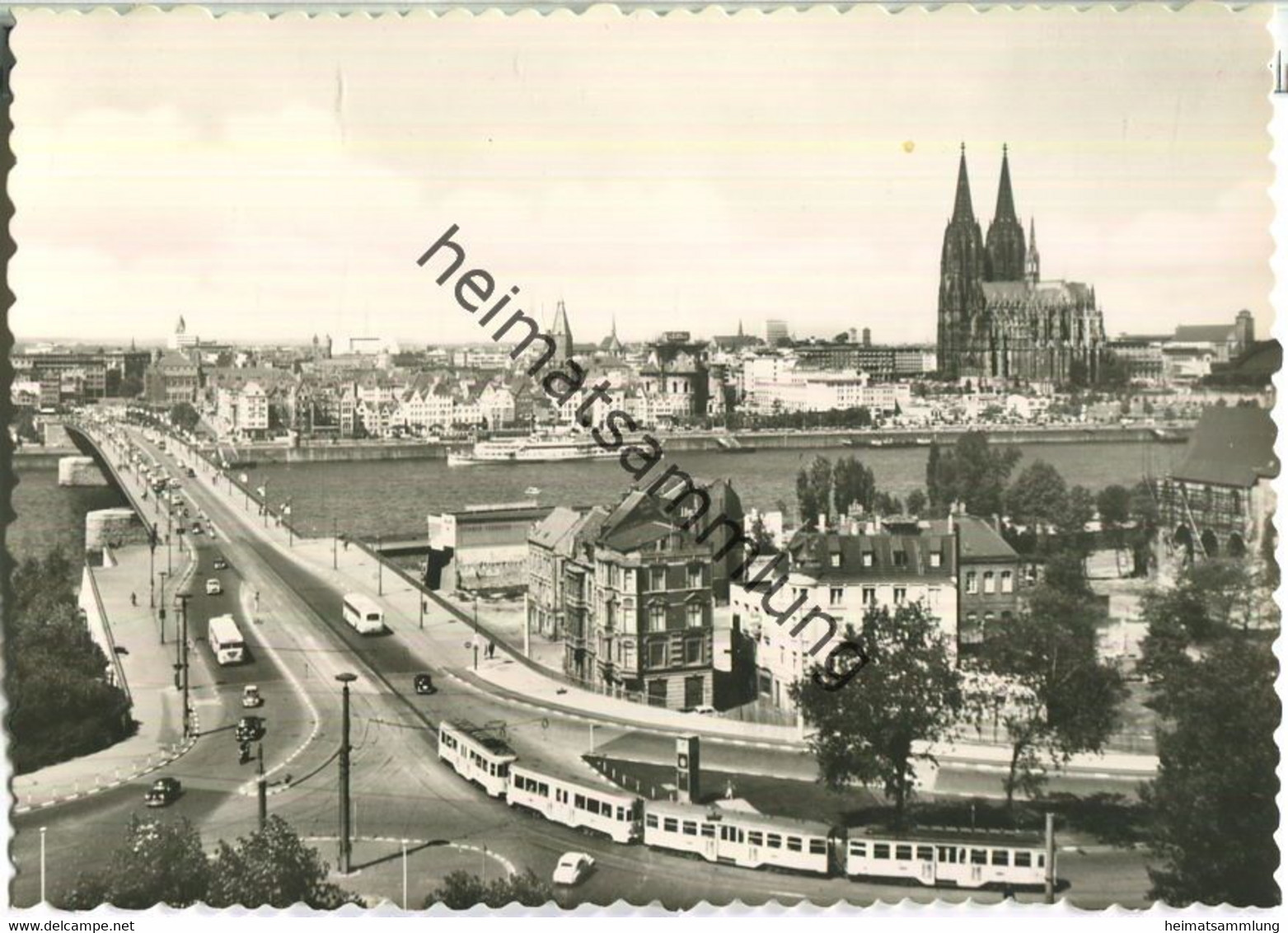 Köln - Deutzer Brücke - Strassenbahn - Foto-AK Grossformat - Verlag Gerhard Ludwig Köln
