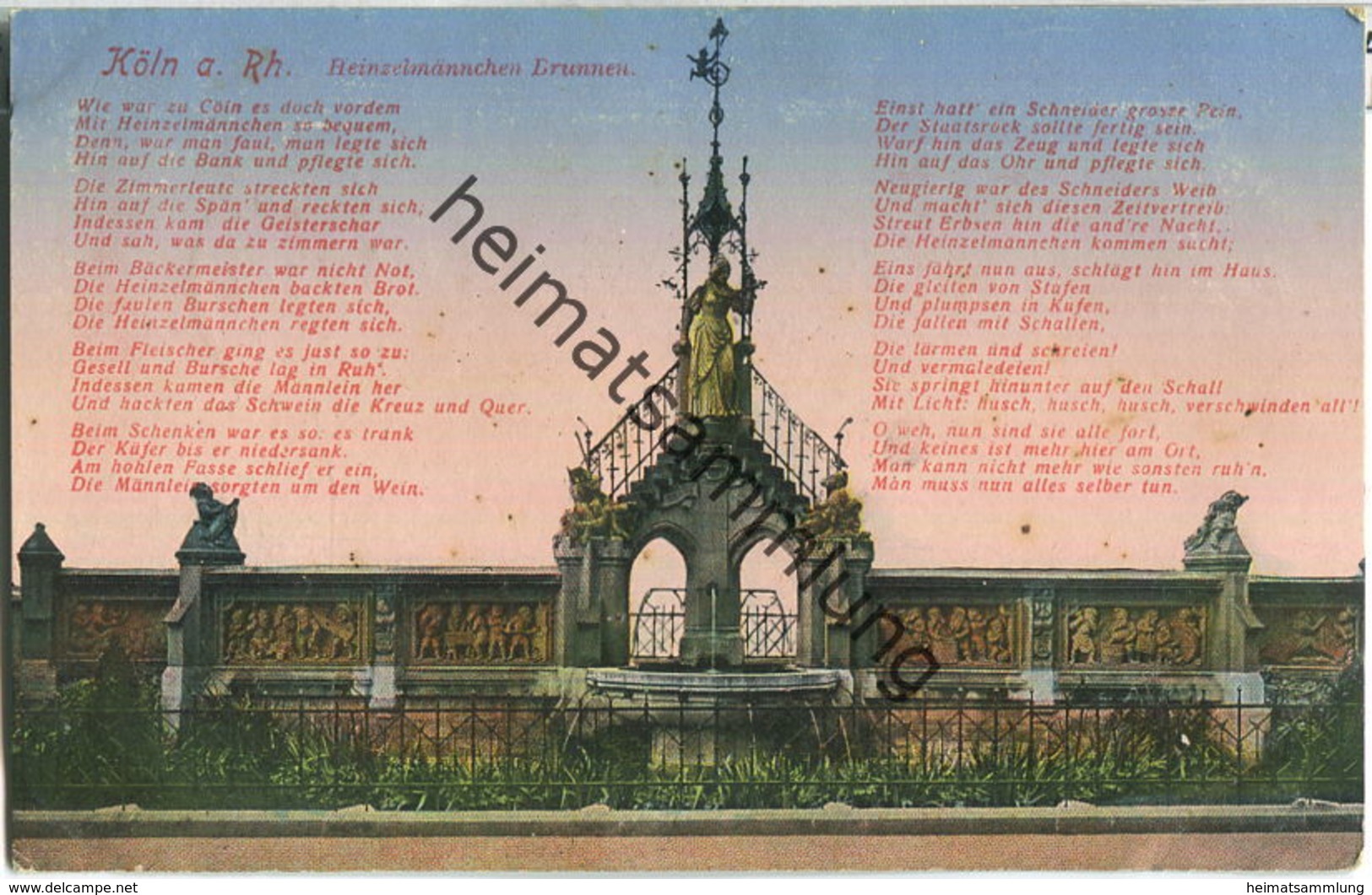 Köln - Heinzelmännchen Brunnen - Verlag H. Worringen Köln - Feldpost