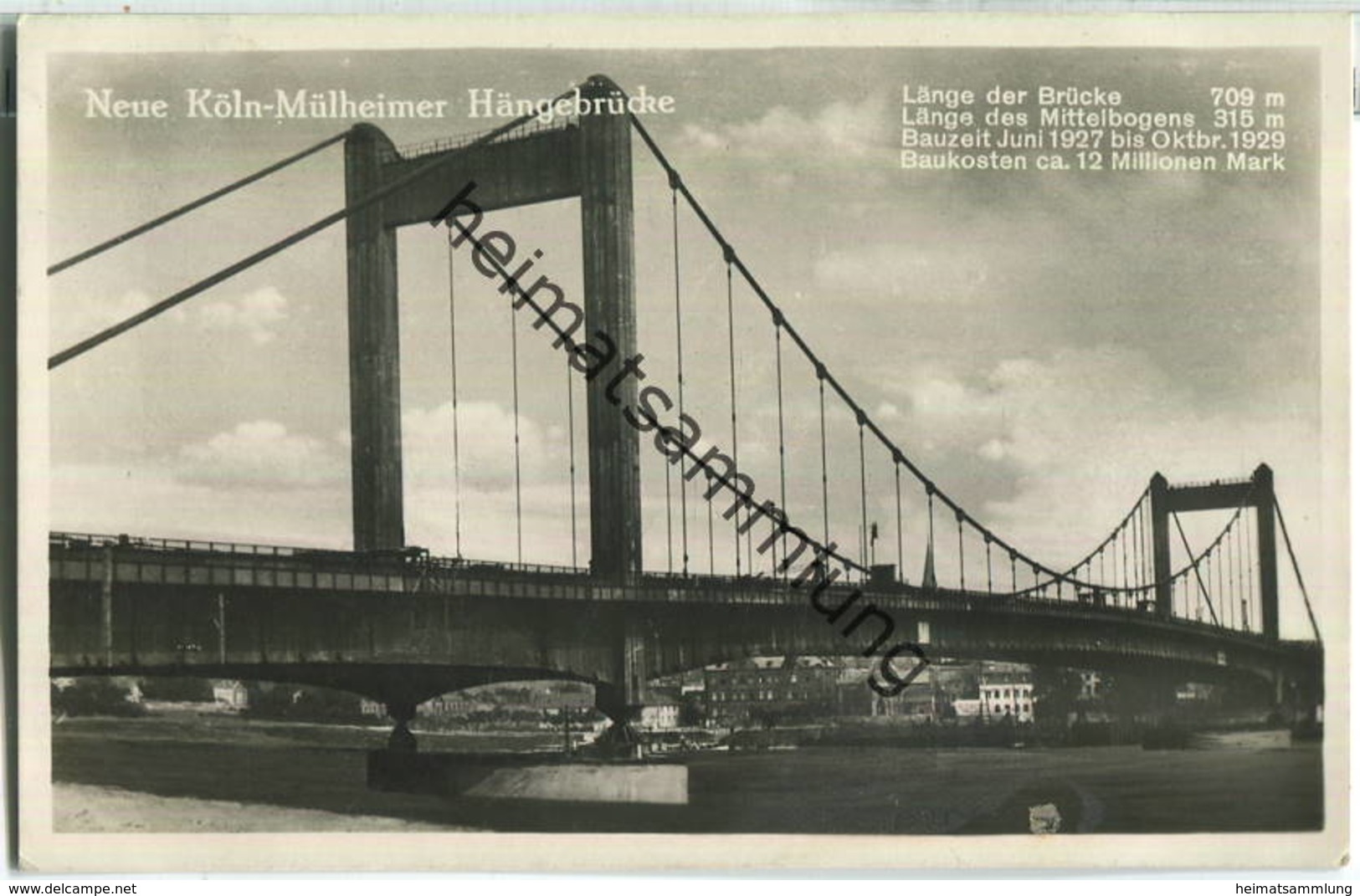 Köln - Neue Köln-Mülheimer Hängebrücke - Foto-Ansichtskarte - Verlag H. Worringen Köln