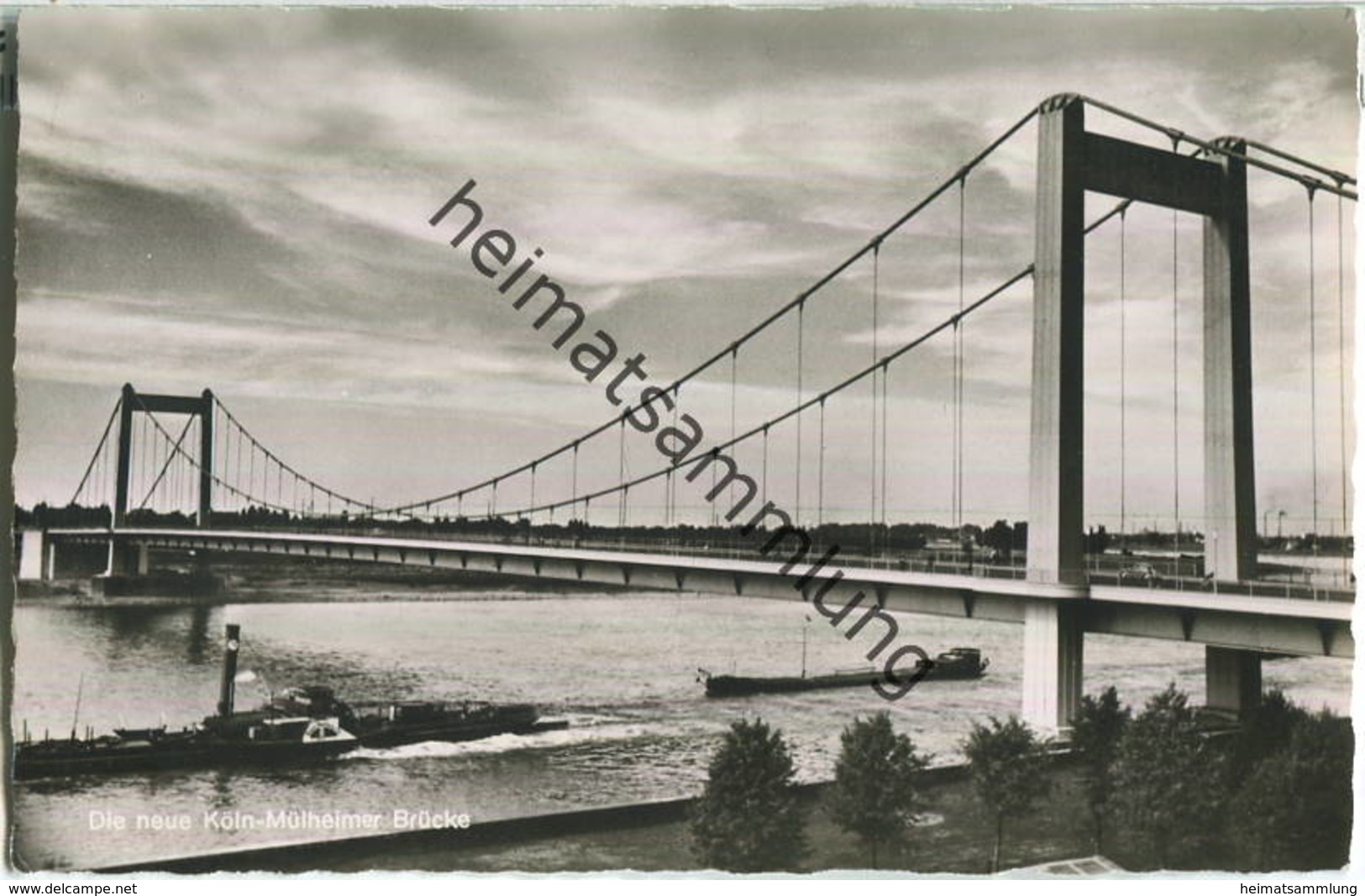 Köln - Neue Köln-Mülheimer Hängebrücke - Foto-Ansichtskarte - Verlag Hoursch & Bechstedt Köln-Ehrenfeld 50er Jahre
