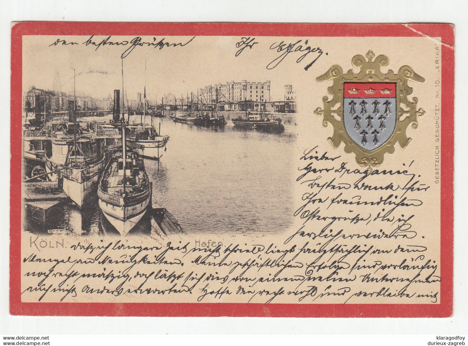 Köln old postcard posted 1901 to Karlstadt (Karlovac) Kroatien b210310