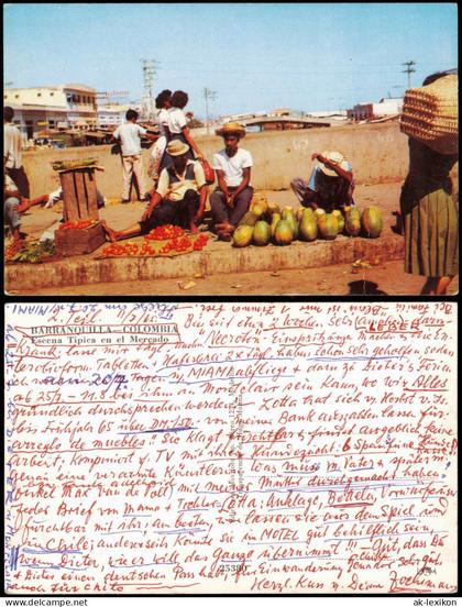 Barranquilla Escena Típica en el Mercado, Einheimische, Native Scene 1970