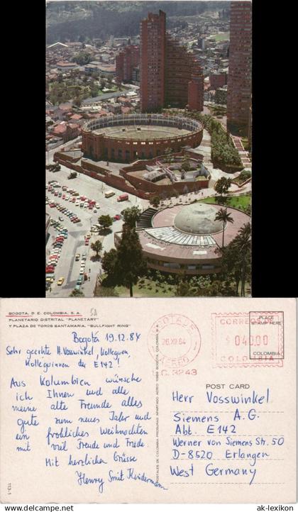 Bogota PLAZA DE TOROS SANTAMARIA, BULLFIGHT RING,  Luftaufnahme 1984