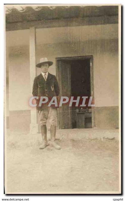 CARTE PHOTO Colombie 1931 Mr Vapelle devant ma chambre bureau a la Germania