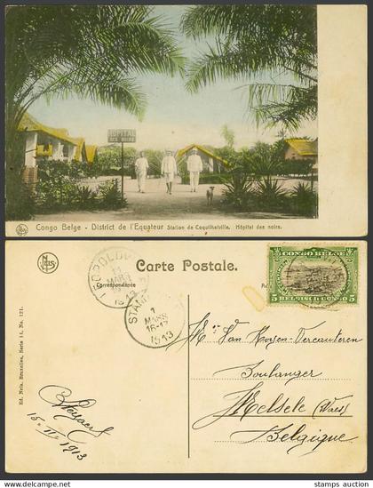 Belgian Congo 1913 Old Postcard Equateur, Coquilhatville Station, Black Hospital