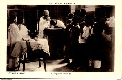 Congo Belge -CPA- Bapteme d'adulte -Mission Salesiennes