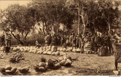 CPA Kimpenba Belgisch Kongo, Markt, Einheimische, Maniok