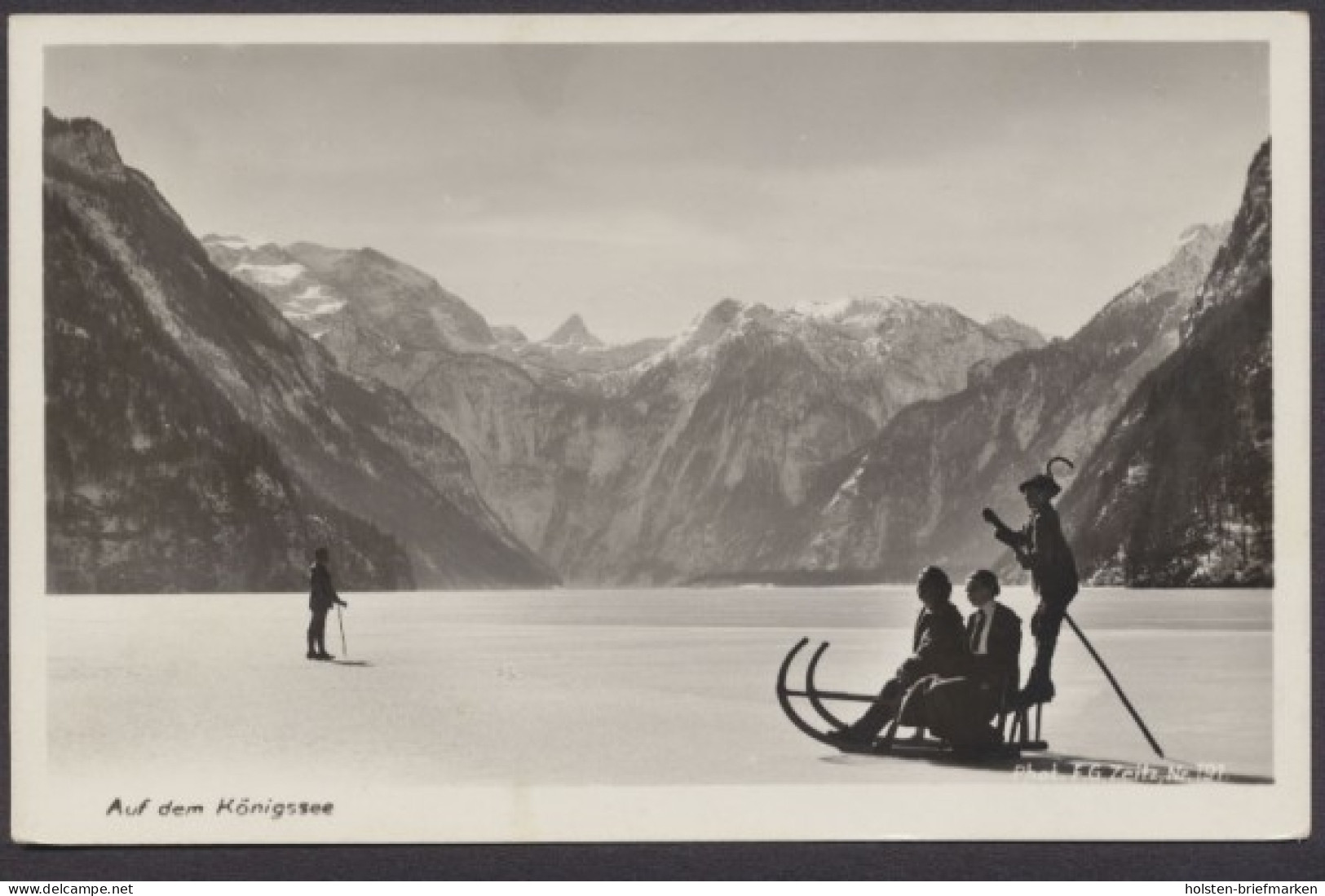 Königsee, Schlitten mit 3 Personen und Wanderer