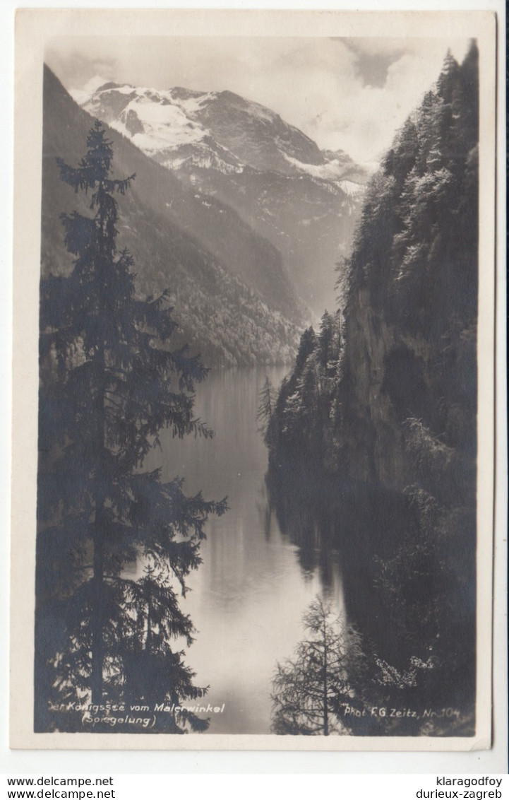 Königssee vom Malerwinkel old postcard travelled 1928 b181115
