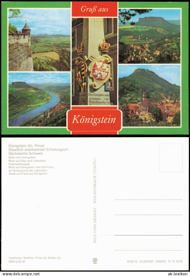 Königstein (Sächsische Schweiz) Blick vom Königstein, Lilienstein  1983