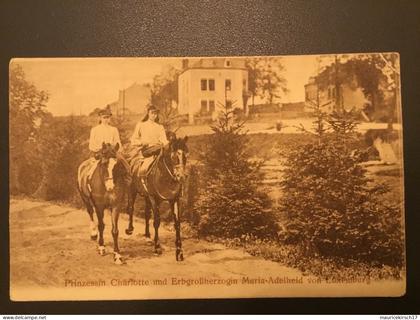 Luxembourg carte postale famille grand-ducale Adel royalty Pferde chevaux