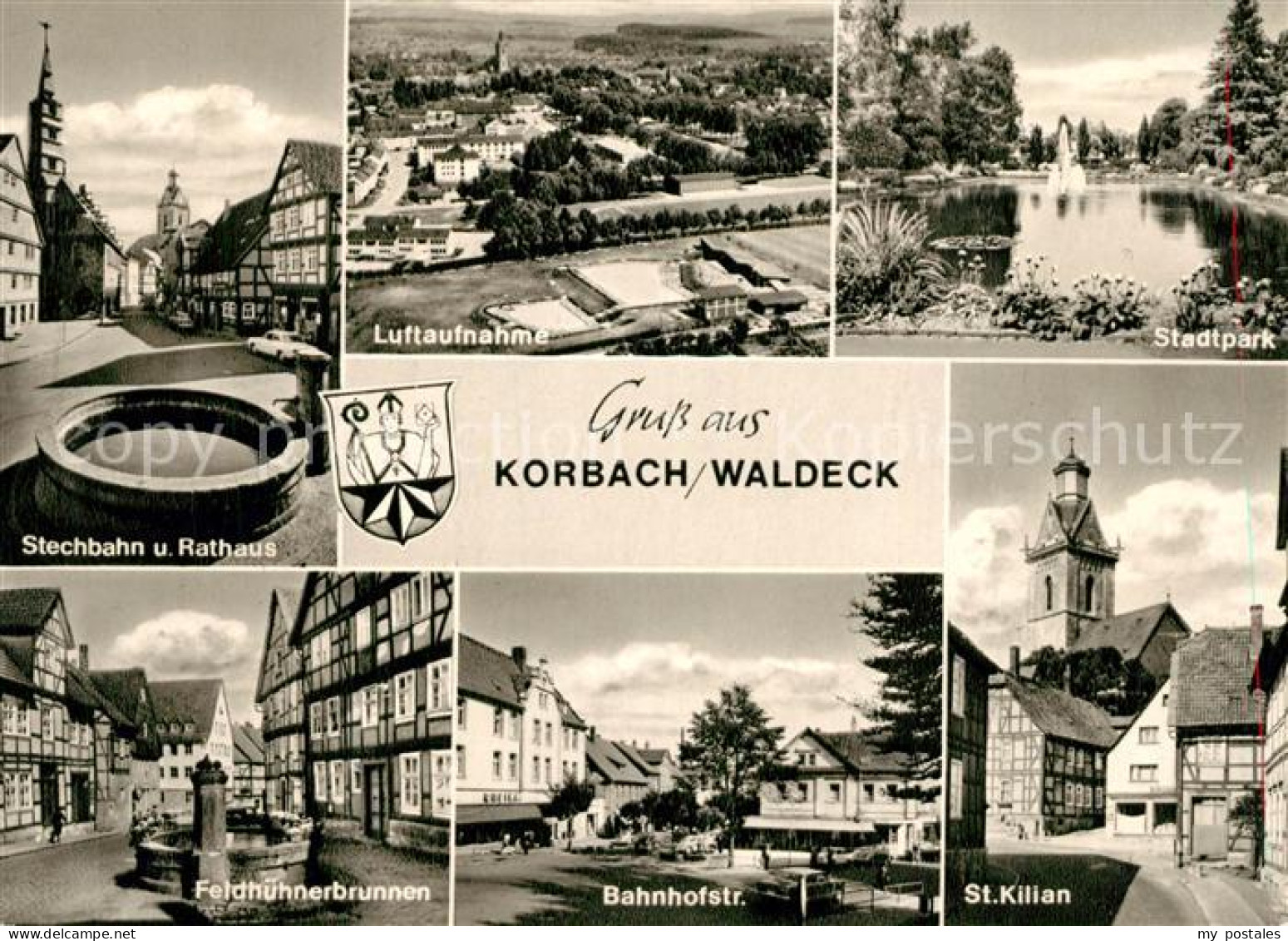 Korbach Fliegeraufnahme Bahnhofstrasse Stechbahn Rathaus