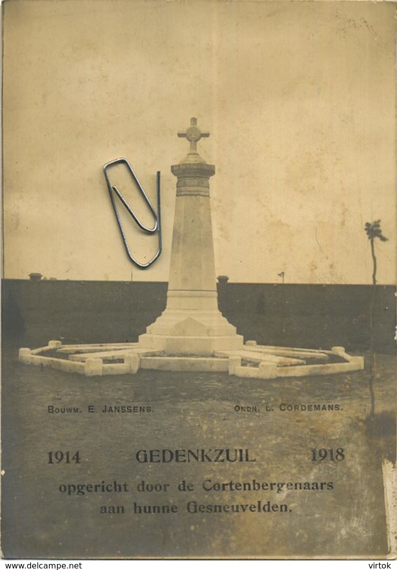 KORTENBERG- CORTENBERG  gedenkzuil 1914 - 1918 aan Hunne Gesneuvelden ( guerre - oorlog )
