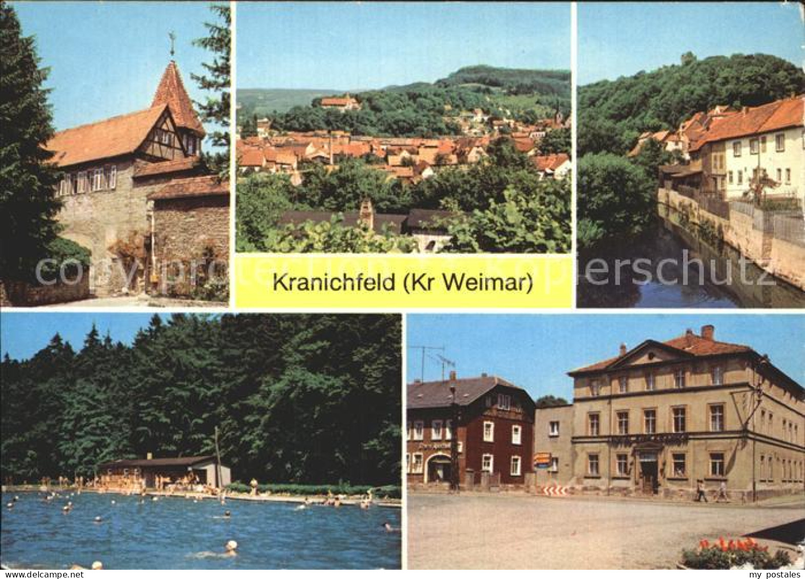 Kranichfeld Niederburg Teilansicht Schloss Freibad Markt
