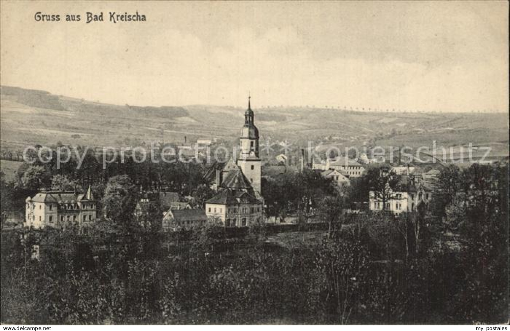 Kreischa Ortsansicht mit Kirche