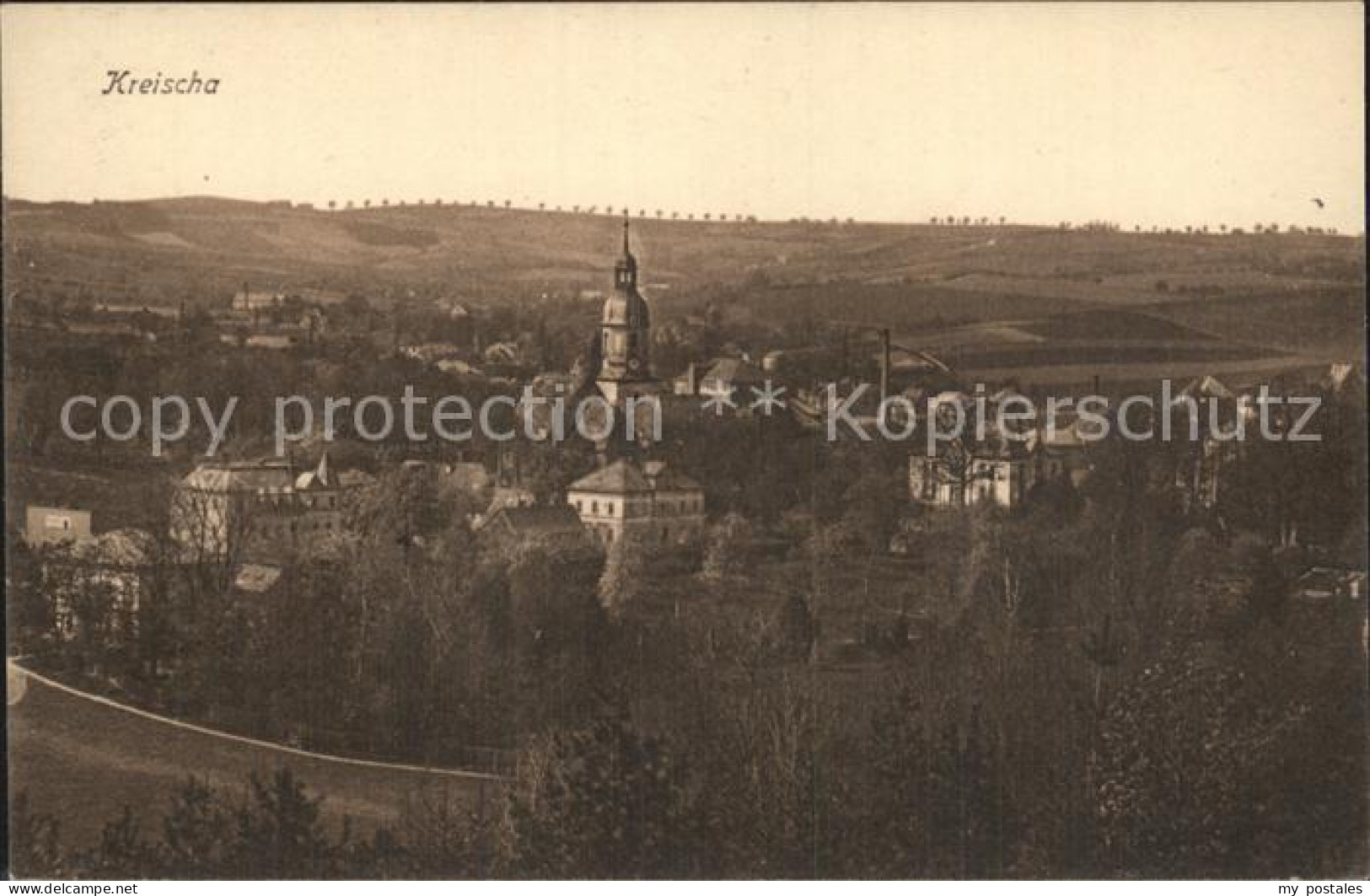 Kreischa Ortsansicht mit Kirche