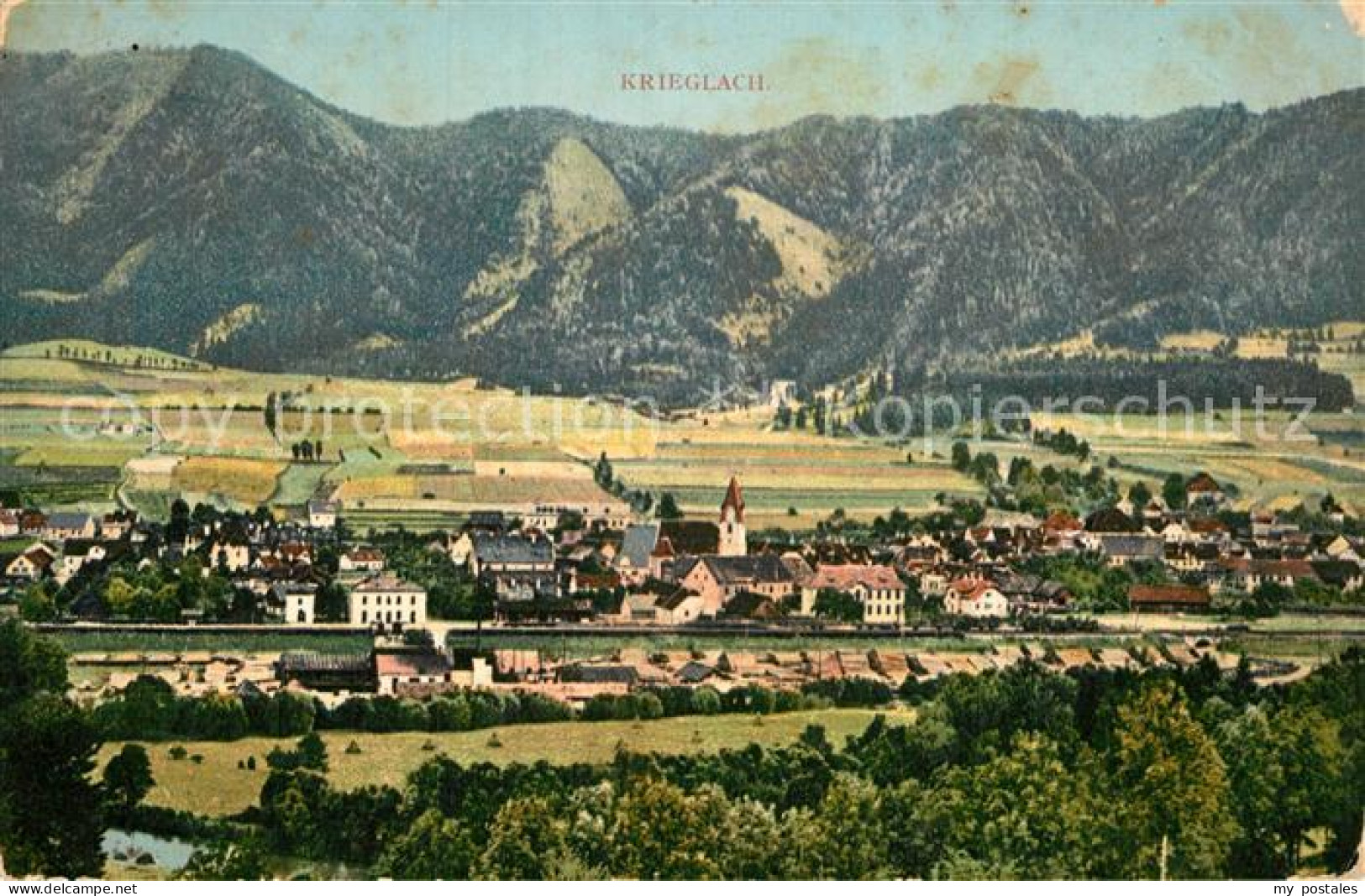 Krieglach Steiermark Gesamtansicht mit Alpenpanorama