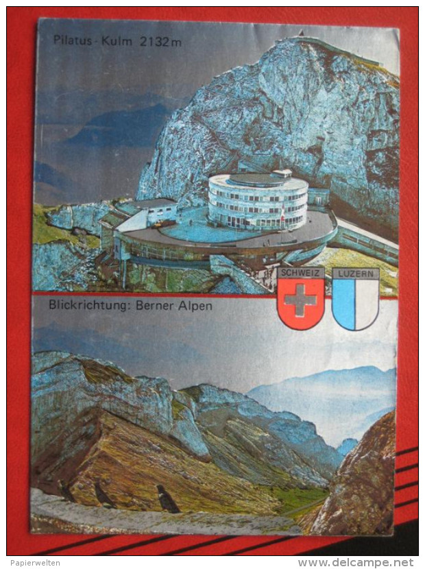 Kriens (LU) - Metallfolienkarte Zweibildkarte Pilatus Kulm