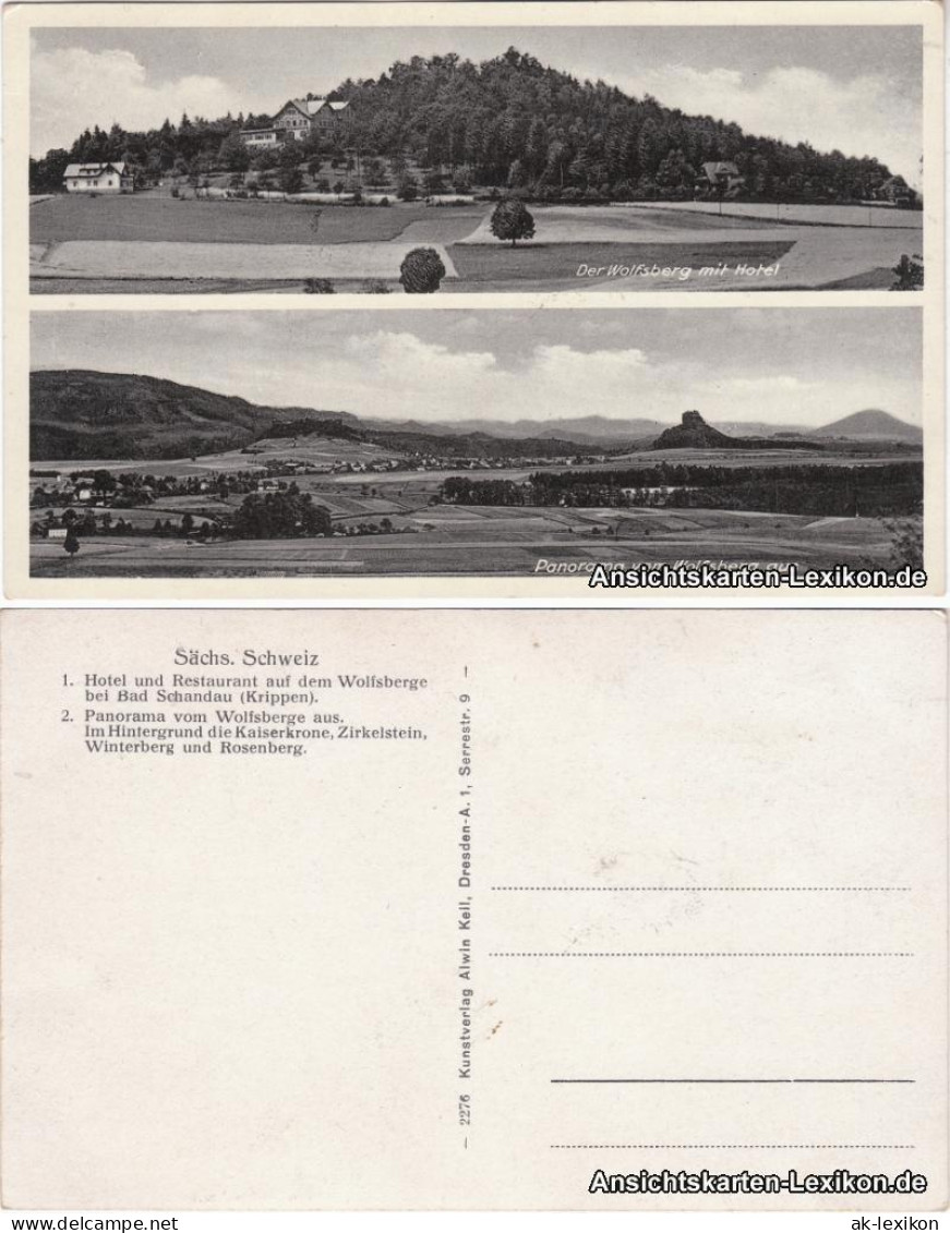Krippen-Bad Schandau 2 Bild: Wolfsberg mit Hotel Blick vom Wolfsberg 1940