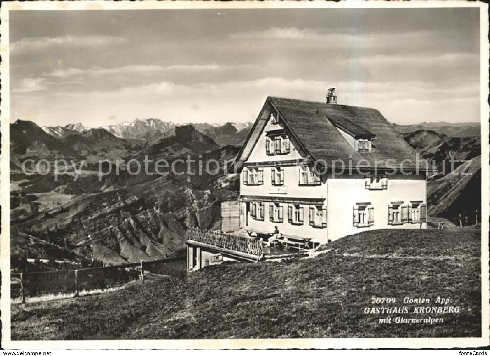Kronberg Saentis Gasthaus Kronberg mit Glarneralpen