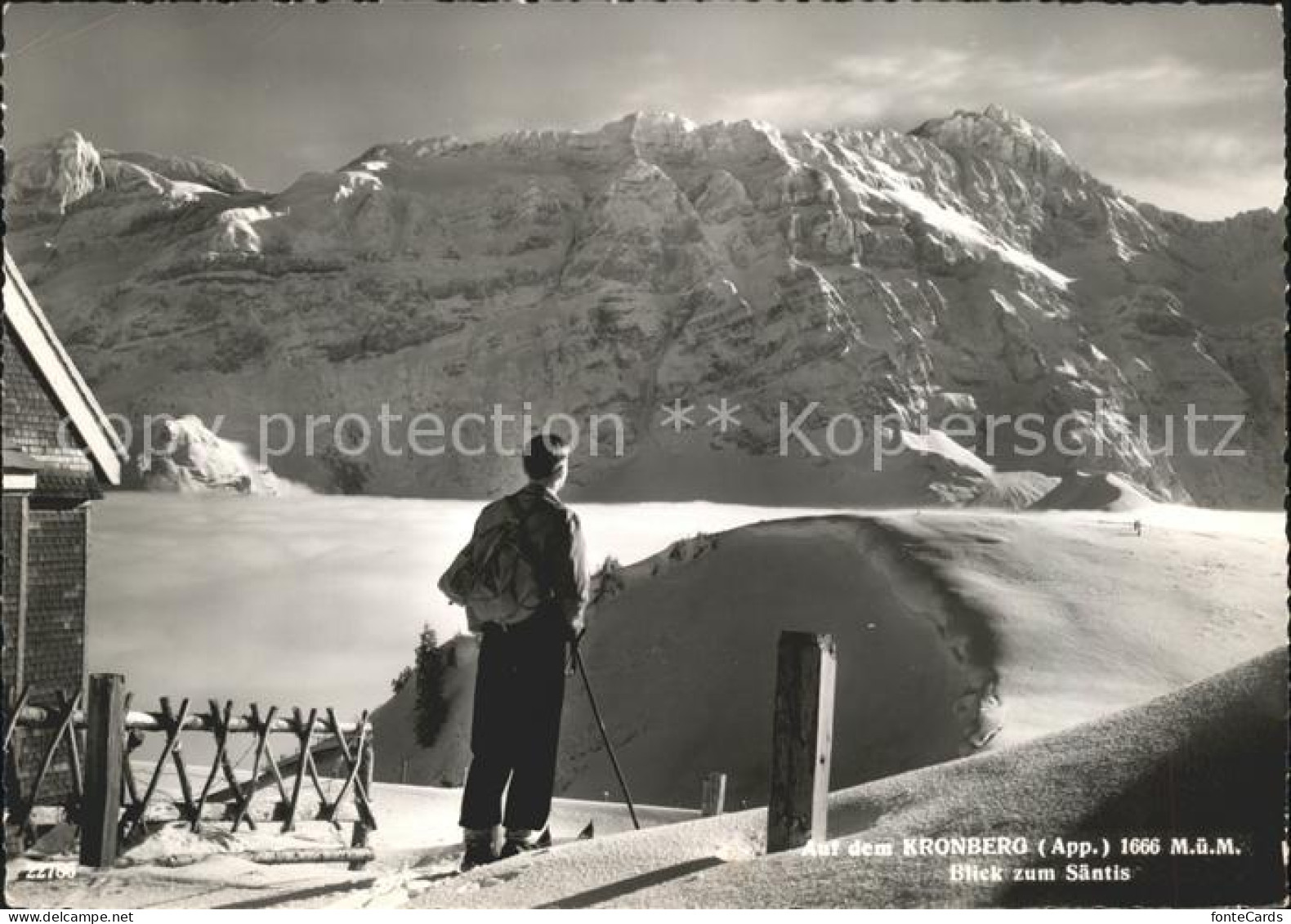 Kronberg Saentis Skiwanderer Blick auf Saentis