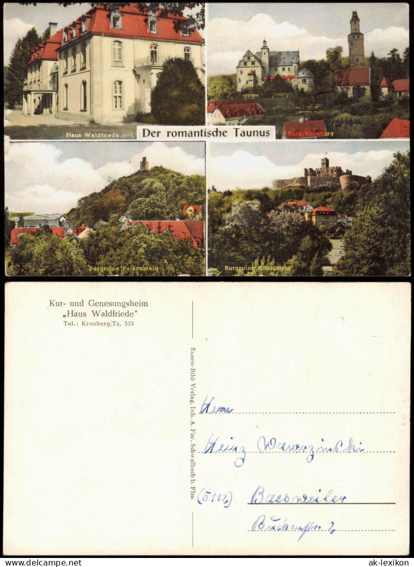 Kronberg Taunus mit Haus Waldfriede Burg Kronberg Burgruine Falkenstein 1960