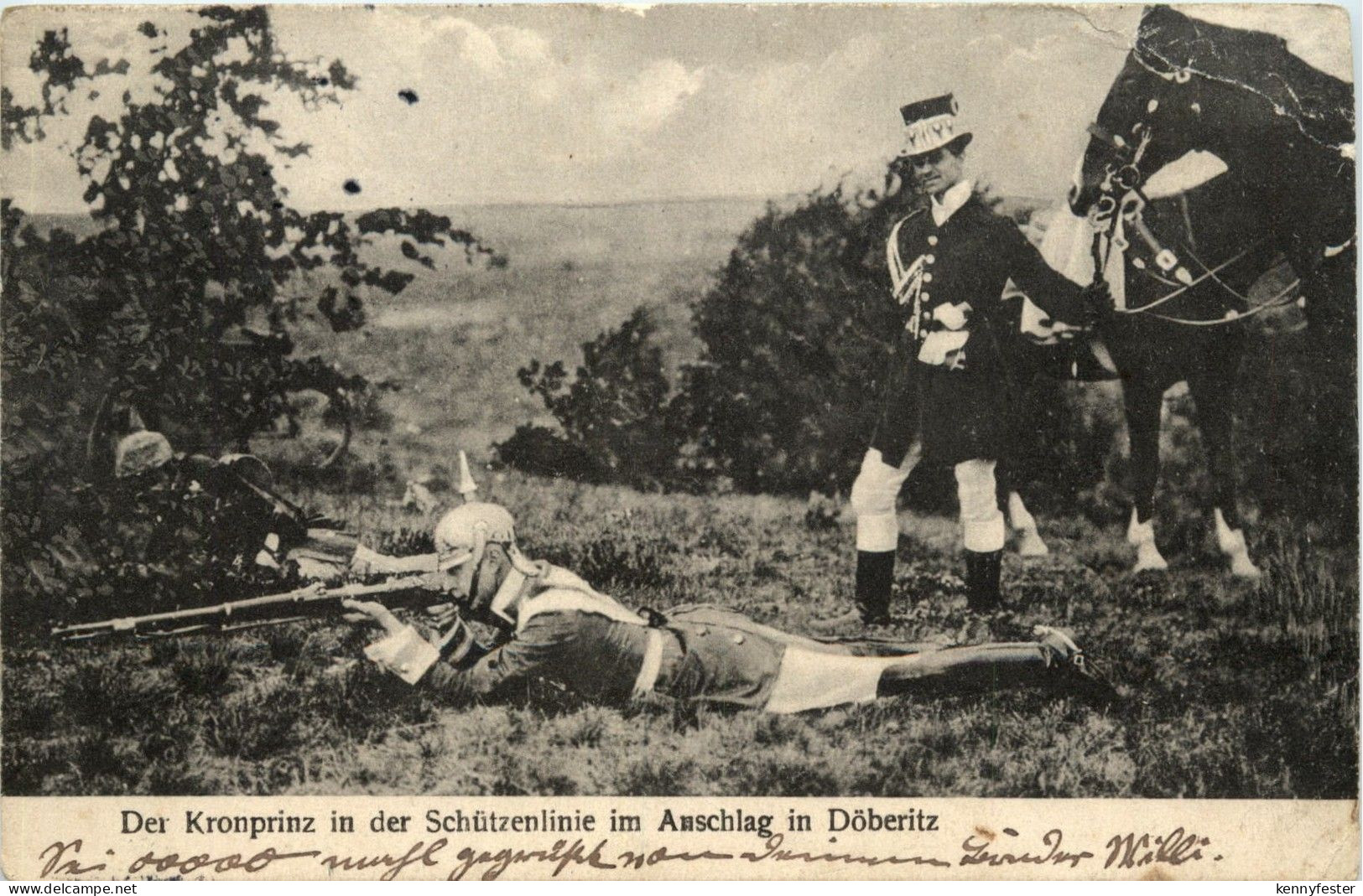 Kronprinz in der Schützenlinie im Anschlag in Döberitz